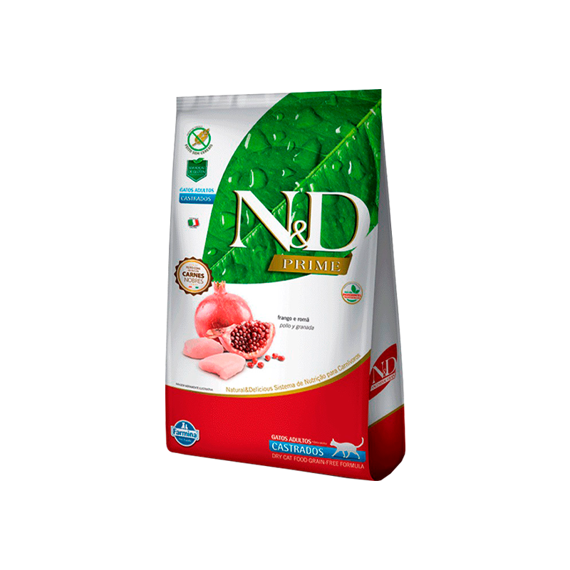 N&D Gatos Castrados Pollo y Granada 7.5 KG.